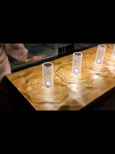 16 Color Romantic Rose Crystal Desk Lamp 3d Projection Table Lamp Touch Adjustable Romantic Atmosphere Light USB Charging For Bar  Coffee  Bedroom