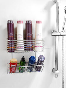 ตู้ครัวรับประทานอาหารในห้องน้ำแบบติดผนังแบบไม่ต้องเจาะ 304 สแตนเลส ชั้นวางเครื่องสำอางสำหรับการอาบน้ำ