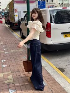 CHANGTONG | Korean Style Off-Shoulder Ruffle Sleeve Blouse