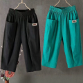 QIAOXIZI | Summer Lightweight Cotton Linen Casual Loose Pants for Women with Elastic Waist. 