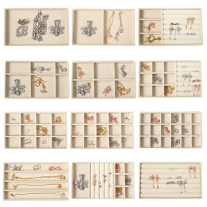 Plush jewelry storage tray detachable tray earrings earrings rings necklaces storage tray drawer partition tray