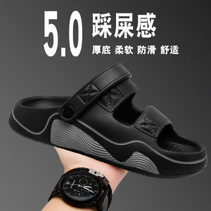 Mens Summer Casual Sandals Outdoor Wearable Driving Slip-On Beach Shoes Anti-Slip Comfortable EVA Flat Sandals for Travel