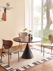 French Vintage round Dining Table One Meter Wooden Balcony Home Use Table And Chair Combination Small Apartment Suitable