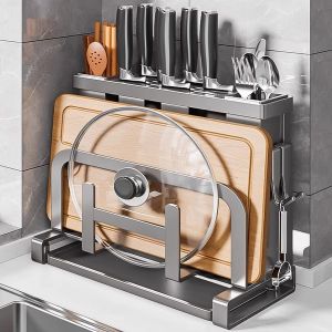 BW | Giá Để Dao Đa Năng Nhà Bếp Kệ Đựng Đồ Bằng Thép Carbon Giá Để Dụng Cụ Hộp Đựng Dao Kéo Giá Để Nắp Nồi Giá Để Thớt Kết Hợp
