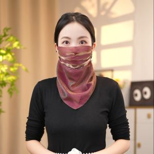 New 2025 Korean Style Multifunctional Scarf Shawl Summer Sun Protection Bead Hanging Colorful Glowing Silk Scarf Fashion Accessory