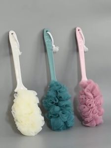 2 Side Long Handle Body Brush | Enlarged Bath Flower Ball| Back Scrubber |Body Wash Sponge Brush