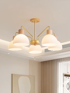 Lampu Gantung Ruang Tamu Minimalis Lampu Gantung Kaca Kayu Solid Kap Kreatif Nordic 3 Warna 40W Ruang Tamu/Kamar Tidur/Ruang Makan/Studi 66*38cm bsu