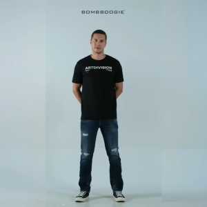 Bombboogie Kaos Pria Slimfit Courty Black 12E53B4BK