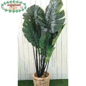 Pohon Artificial Monstera T120 Latex Cover Rotan Bulat Small Hiasan Ruang Tamu