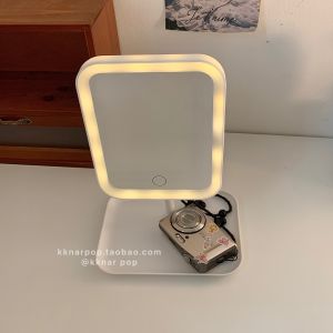 Portable Square LED Makeup Mirror High Definition Detachable Simple Design Korean Style Beauty Tool for Personal Grooming