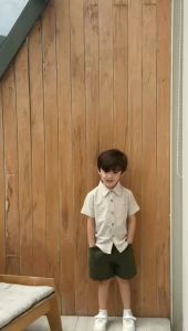Nadokido Keefe Shirt Kids / Baju Kemeja Lengan Pendek Linen Anak Atasan Cowo Laki-Laki ( 0 Bulan - 5 Tahun )