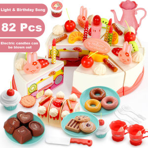 Baby Toddler Kids Birthday Cake Afternoon Tea Pretend Play Toy Set w Lights & Sound Effects 889-150-82PCS