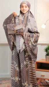ALMIZA - Mukena Kirana Series Dewasa 2in1 Maxmara Luxury Silk Resleting Dagu Motif Mewah Lasercut Premium