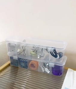 Hộp Nhựa Đựng Đồ 5 Ngăn Trong Suốt Có Nắp Đậy Tiện Lợi Hộp Chia Ngăn Chữ Nhật Sắp Xếp Phụ Kiện Gọn Gàng Đa Năng