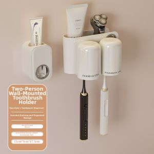 Wall-mounted Drill-free Toothbrush and Cup Holder Family Set