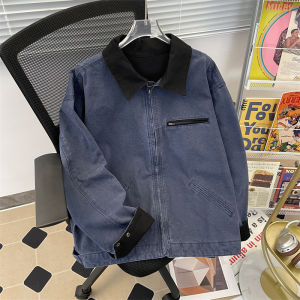 Fall Mens Workwear Jacket Loose Fit Commuter Style American Cleanfit Retro Detroit High Sensation Zipper Decorated Casual Coat