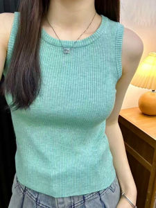 เสื้อกั๊กไหมน้ำแข็งถักบางสำหรับผู้หญิง แขนกุด ดีไซน์เก๋ไก๋ ใส่ได้หลายชั้น ปกปิดหน้าอก ใส่ได้ตลอดทั้งปี ฤดูร้อน 2025