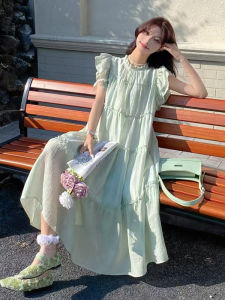 French Sweetened Ageless A-Line Dress Womens Design Sensation Fashionable Fairy Tale Pure Desire Long Skirt with Fly Sleeve