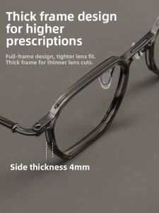 Large Face Pure Titanium Frame Mens Glasses Retro Myopia High Index Prescription Available Wood River Optical Eyewear