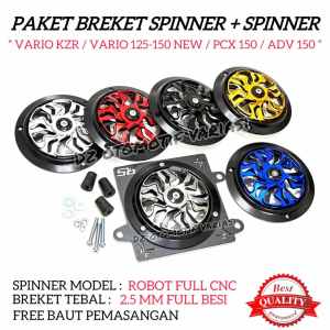 1 Set Cover Pelindung Kipas Radiator Robot Full CNC + Breket Dudukan Spinner Vario 125/155 New