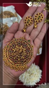 Premium Matte Gold New Lakshmi Design Indian Choker Set