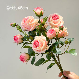 Rose Fake Flower Luxury High End Decorative Floral Arrangement for Living Room And Dining Table Silk Material Ceramic Vase