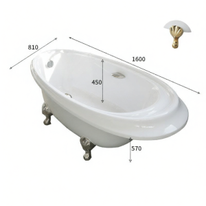 Stand-alone Integral Bathtub 1.6m 1.8m
