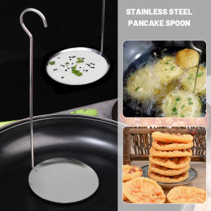 สแตนเลสตักแพนเค้กแม่พิมพ์วงกลมทอดกระทะทอดกุ้งช้อนตักกระชอนทอดสแตนเลสด้ามจับยาวทำมาจากสแตนเลสสตีล