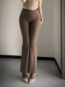 High Waist Slimming Brown Bell Bottom Yoga Pants Womens Summer 2024 Tightening Hip Lifting Fashion Sports Trousers