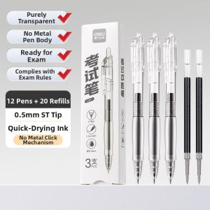 deli | Metal-free Clear Fast-drying Exam Pen 0.5mm