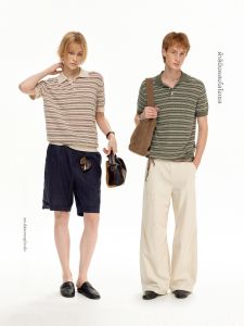 MADWITCH | Vintage Linen Stripe Polo Shirt