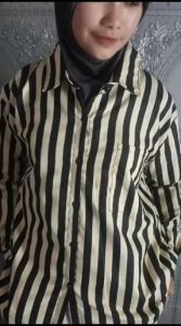 Kemeja Wanita Lengan Panjang Motif Salur LD100