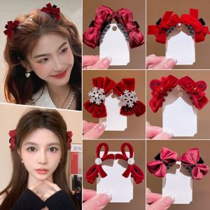 YIN WEI 2/pcs Princess headdress trumpet catch clip female 2024 new temperament bow hairpin side bangs clip