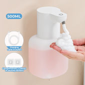 New Wall Mounted Automatic Soap Dispenser Foam Smart Hand Washing Machine 500ml Liquid Rechargeable Bathroom Induction Sensor