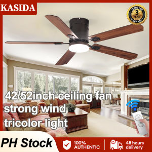 KASIDA NEW ceiling fan with light modern tricolor diming 6 speed wind 52inch ceiling fan with led light remote control ceiling fan 5 blades big strong wind ceiling fan heavy duty ceiling fan for living room dinning bedroom Patio