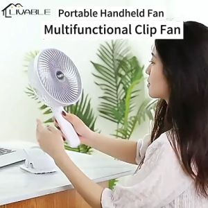 LIVABLE Portable Handheld Fan 3 Gear Mini Electric Fan USB Rechargeable Desk Clip Fan 720°Angle Adjustment Electric Fan