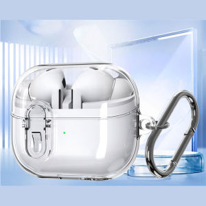 LENUO for Samsung Galaxy Buds 3/Buds 3 Pro Case Transparent Shockproof Full Coverage Lockable Casing with Hook