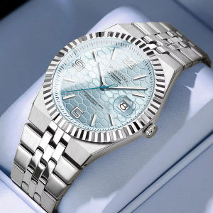 2025 New Men Watch Luxury Business Style 40mm Silver Stainless Steel Quartz Movement Week Clock Waterproof VA VOOM Watch for Men