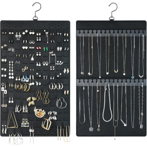 Jewelry Holder Organizer Hanging Jewelry Organizer Dual-Sided Earring Organizer Display for 300 Pairs of Earrings and Necklace