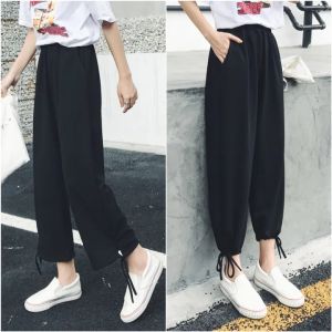 GanLai Women Short Trousers Harajuku Style Wide-Leg Pants Womens Summer Ankle-Length Knickerbockers Autumn Casual Straight-Leg Closed Sports Hong Kong Style Pants