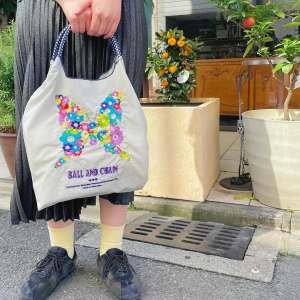 Eco-Friendly Butterfly Embroidery Canvas Shopping Bag Single Shoulder Crossbody Commuter Bag Fashionable Nylon Pure Color