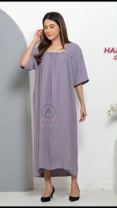 Daster Kerut Dada Crinkle Airflow Dress gamis Kekinian Korean Style Nyaman Adem HANAYA