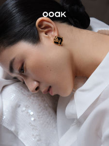 Rose Poet Lava Texture Black Onyx Earrings