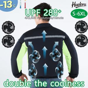 Upgraded 4 Fan Jacket Cooling Air Conditioner Coat Mens Charging Refrigeration Clothes Outdoor Heat Protection Fishing Overalls