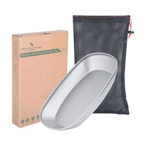 Boundless Voyage Reusable Titanium Pan Dinner Plate Ultralight Dish with Carry Bag Food Fruit Pan Sauce Salad Plates for Kitchen