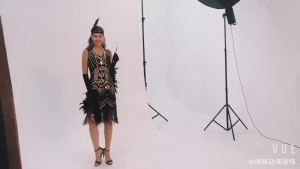 20241920S Vintage Evening Dress Gatsby Dress Front and Back V Collar Beaded Sequins Tassel Dress Ball Performance Suit