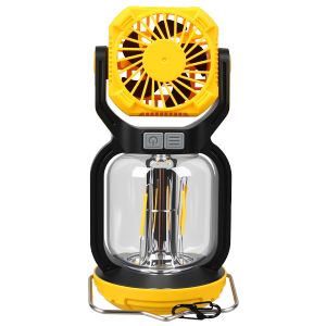 7800mAh Solar Camping Fan - 4 Speed Portable Fan with LED Light 90° Adjustable for Tent/Outdoor (USB/Solar Dual Charging)