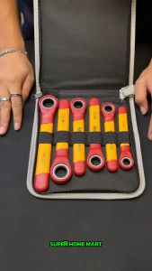 Total ประแจแหวนฟรี ด้ามหุ้มฉนวน 6 ตัวชุด (10 - 19 มม.) พร้อมกระเป๋า รุ่น THKISPA0603 ( 6 Pcs Insulated Ratchet Wrench Set )