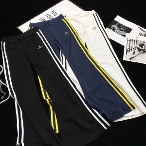 Quần Nỉ Ống Loe CCA Hot Bé Gái Thể Thao Sọc Co Giãn Màu Trơn Dài Đến Sàn Quần Ống Loe Cạp Thấp Thường Ngày