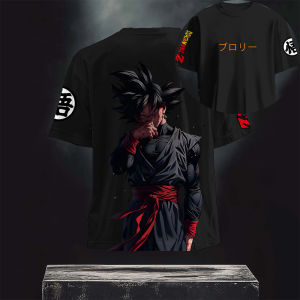 เสื้อยืดแขนสั้นลายการ์ตูนดราก้อนบอล Z โกคู แบล็ค และโบรลี่ สำหรับผู้ชาย สีดำ ผ้าฝ้าย สไตล์ญี่ปุ่น สตรีทแวร์